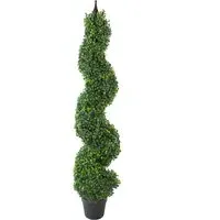 Spiral Boxwood Topiary Artificial Tree - Green
