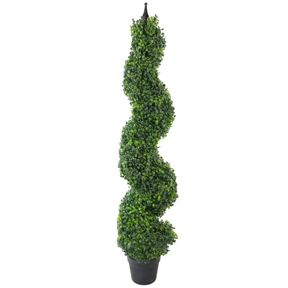 Spiral Boxwood Topiary Artificial Tree - Green