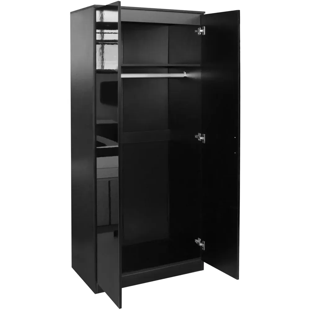 2 Door High Gloss Wardrobe - Black
