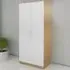 2 Door High Gloss Wardrobe - Oak, White
