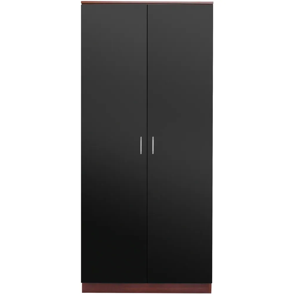 2 Door High Gloss Wardrobe - Walnut, Black