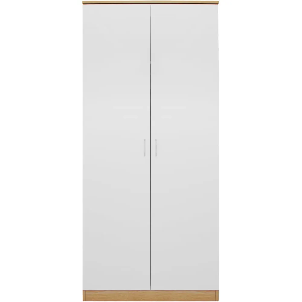 2 Door High Gloss Wardrobe - White