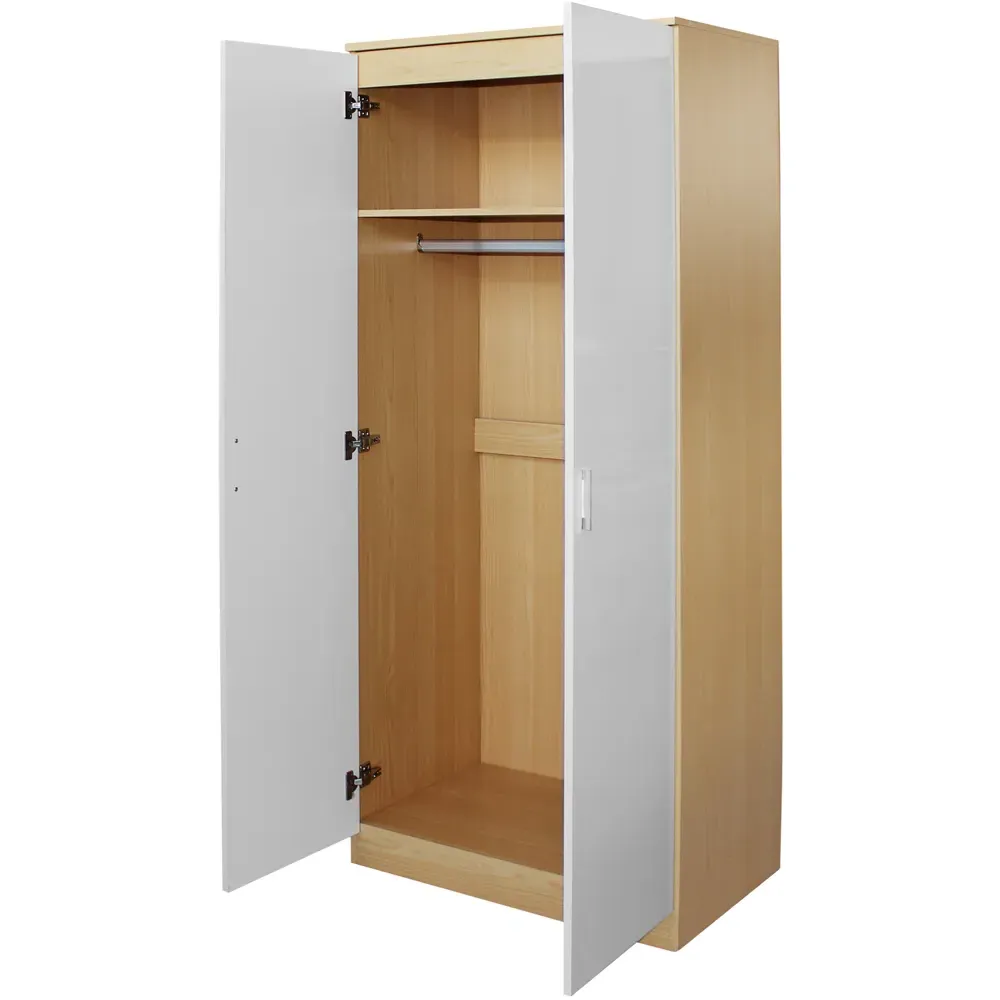 2 Door High Gloss Wardrobe - White