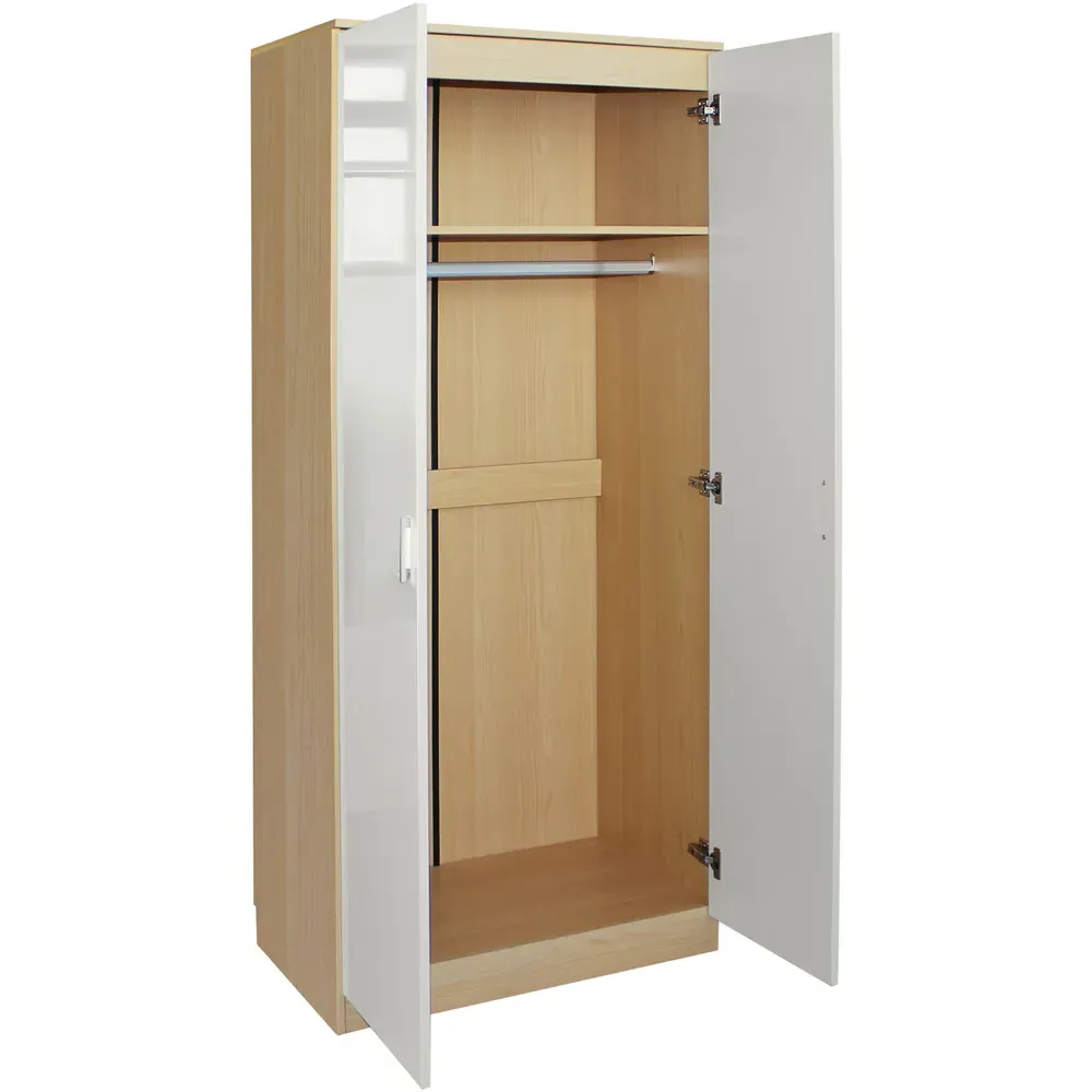 2 Door Mirrored Wardrobe - Oak, Cream