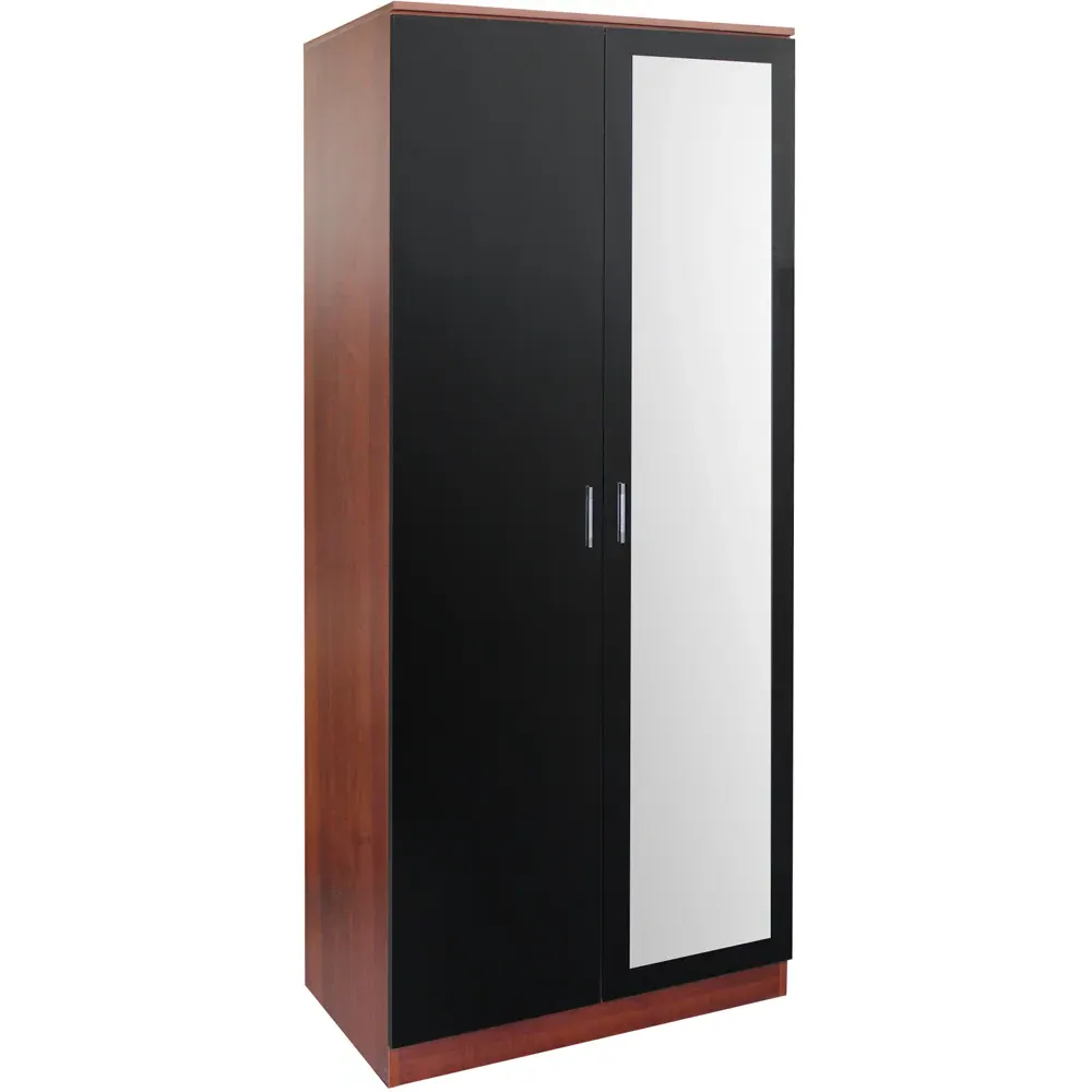 2 Door Mirrored Wardrobe - Walnut, Black