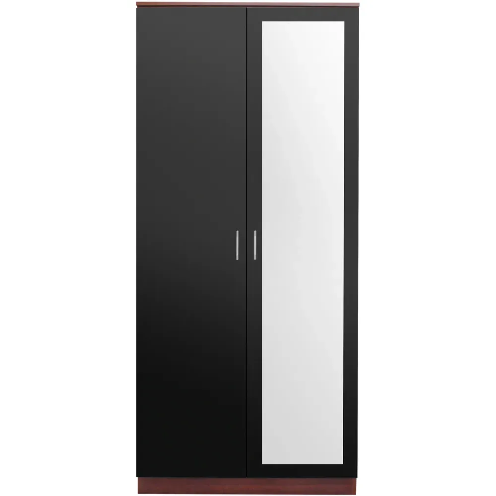 2 Door Mirrored Wardrobe - Walnut, Black