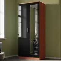 2 Door Mirrored Wardrobe - Walnut, Black