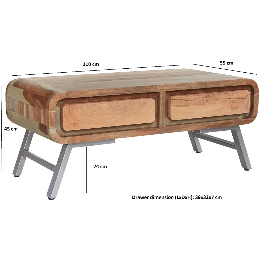 2 Drawer Coffee Table - Brown, Hardwood