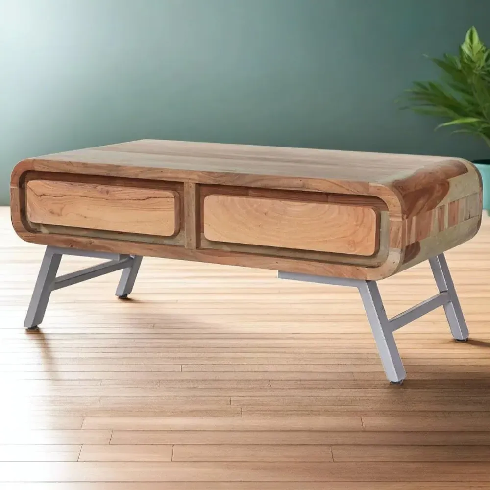 2 Drawer Coffee Table - Brown, Hardwood image