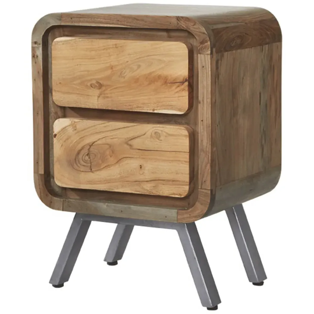 2 Drawer Hardwood Lamp Table - Brown