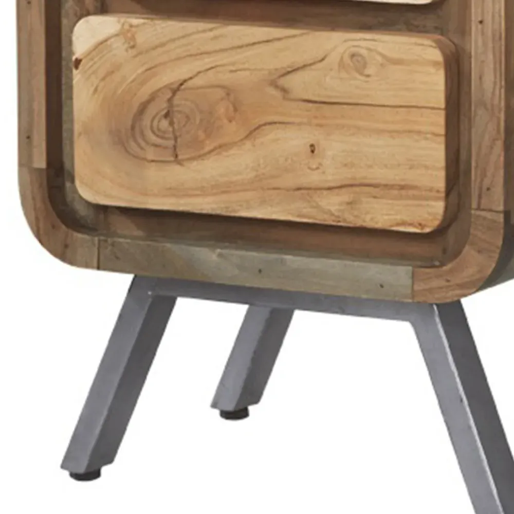 2 Drawer Hardwood Lamp Table - Brown