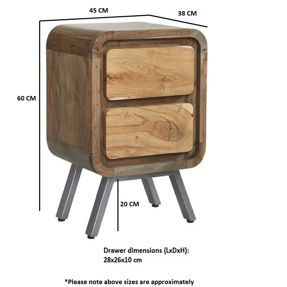 2 Drawer Hardwood Lamp Table - Brown