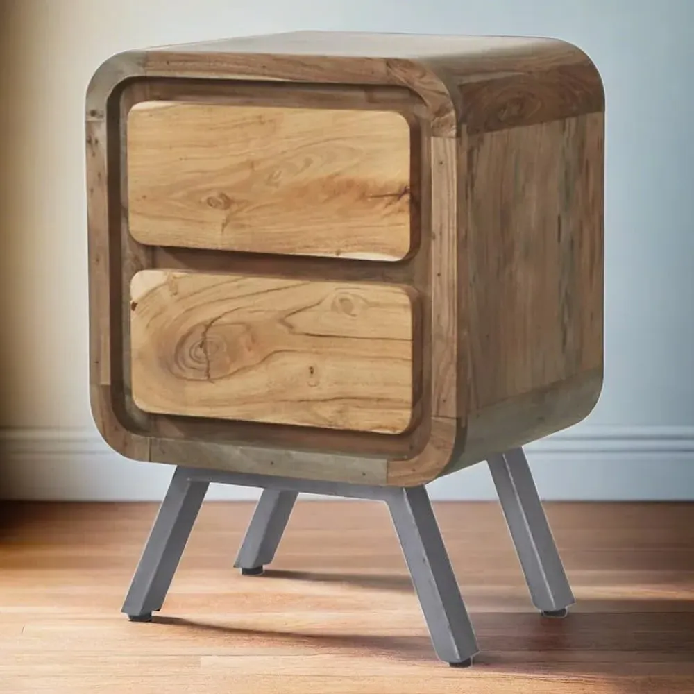 2 Drawer Hardwood Lamp Table - Brown image