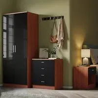 3 Piece Bedroom Furniture Set - Black