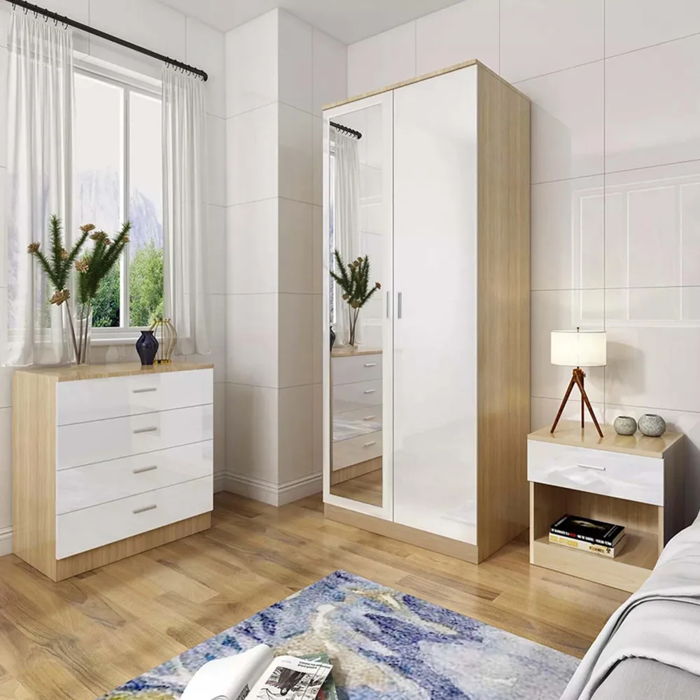 3 Piece Bedroom Furniture Set - Cream