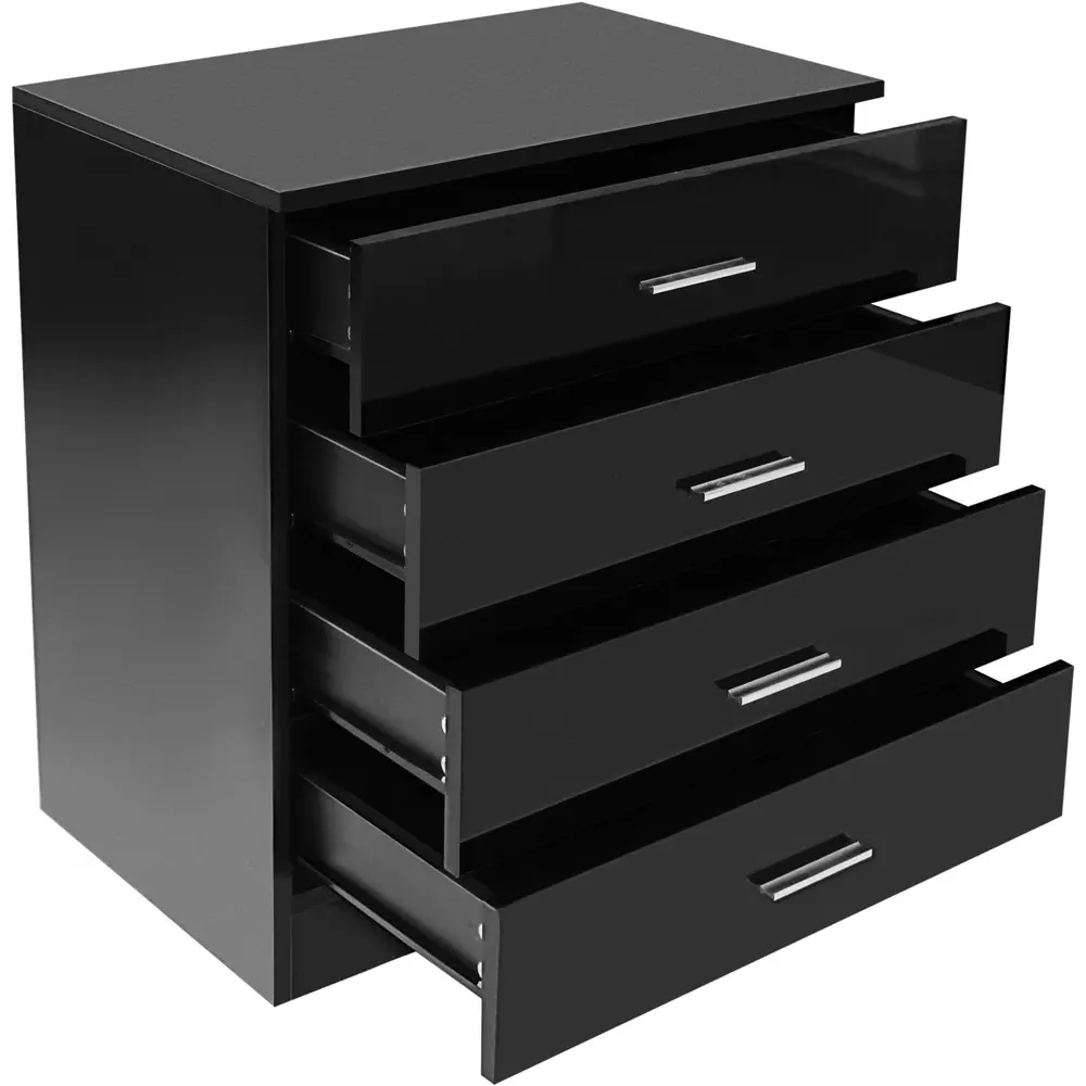 3 Piece Bedroom Furniture Set with Mirror - Black