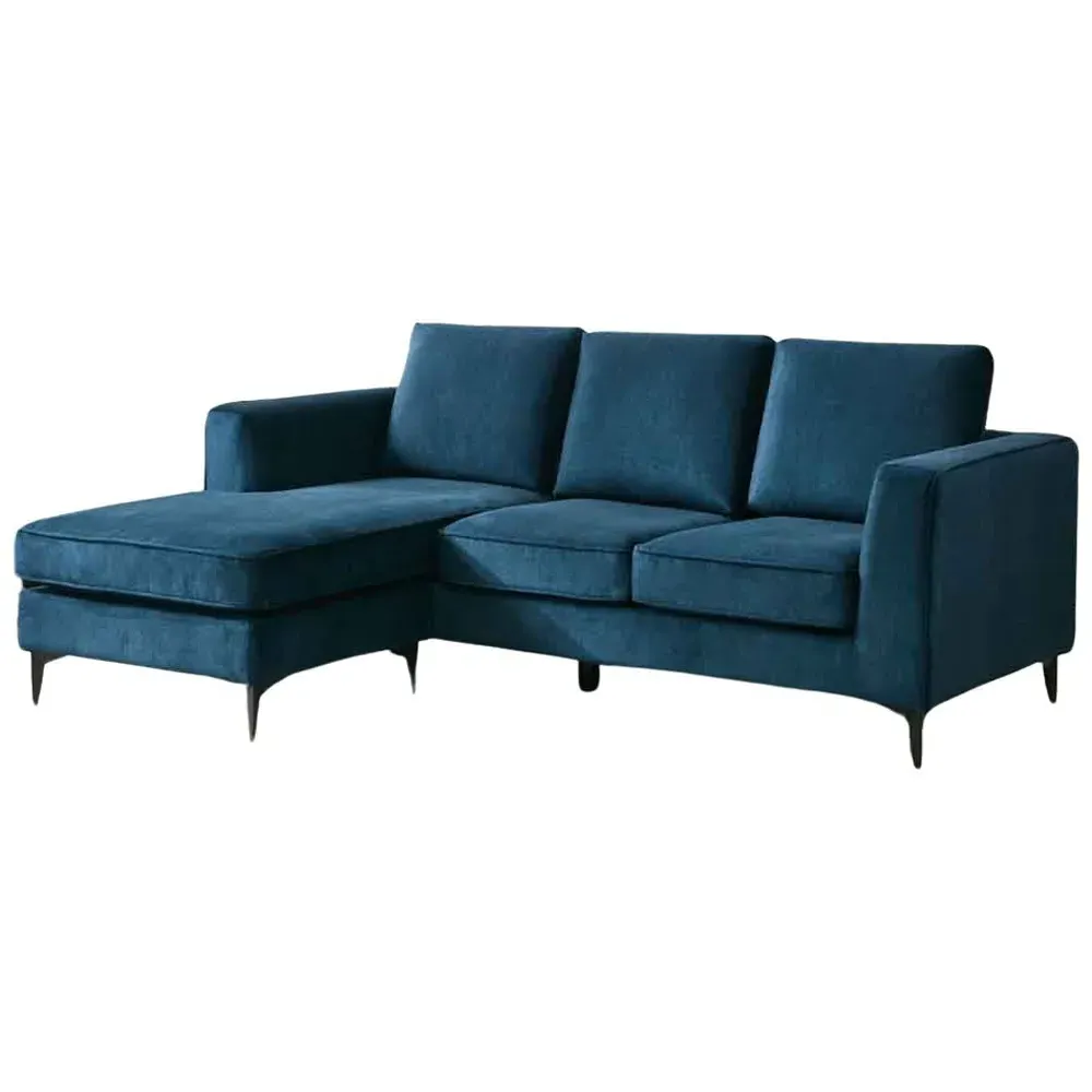3-Seater L-Shaped Reversible Chaise Sofa - Blue