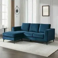 3-Seater L-Shaped Reversible Chaise Sofa - Blue