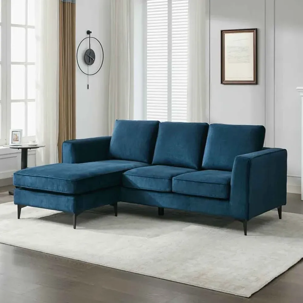 3-Seater L-Shaped Reversible Chaise Sofa - Blue image