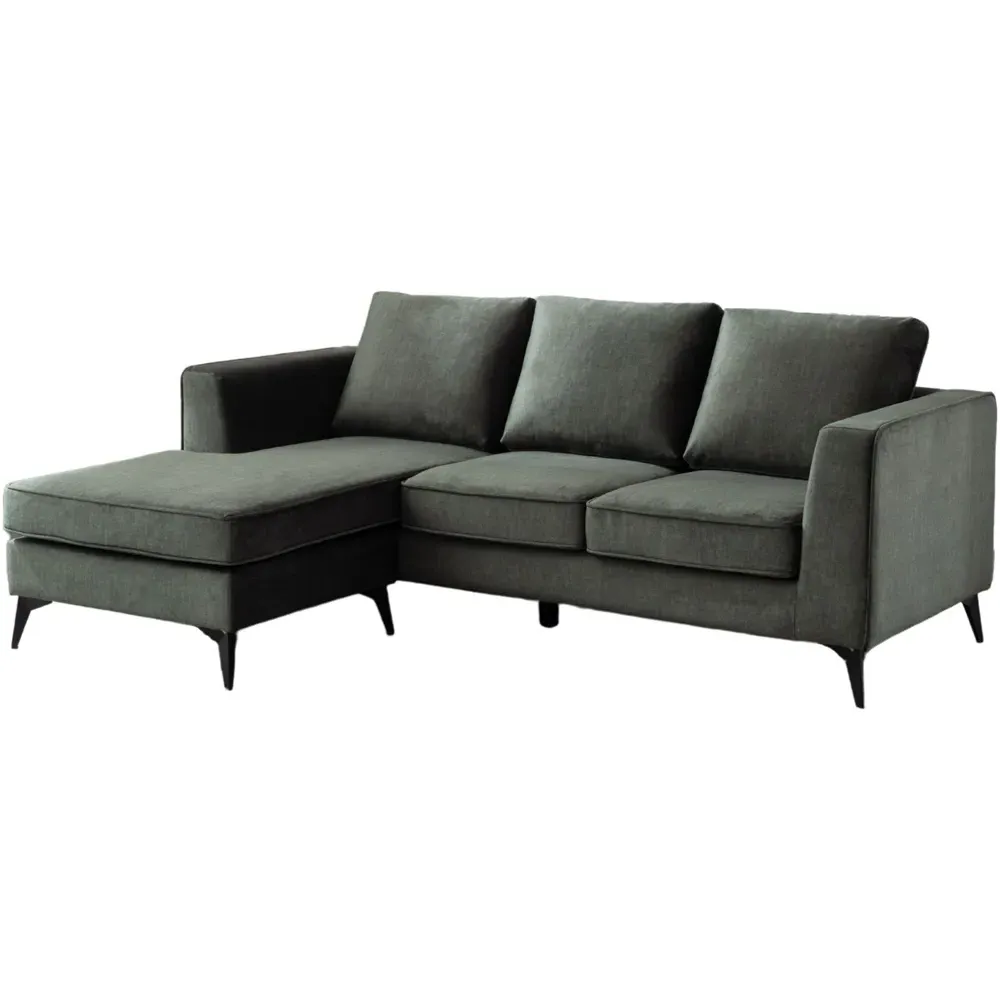 3-Seater L-Shaped Reversible Chaise Sofa - Green