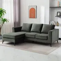 3-Seater L-Shaped Reversible Chaise Sofa - Green