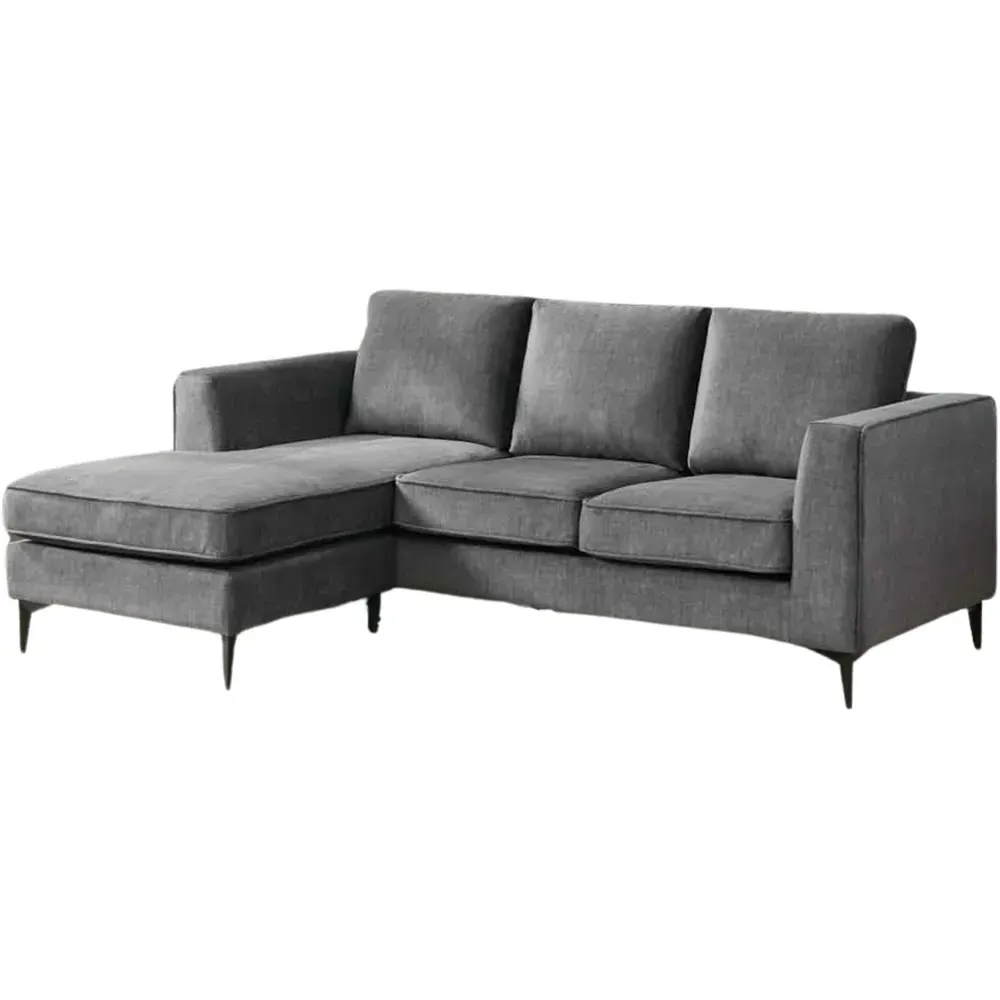 3-Seater L-Shaped Reversible Chaise Sofa - Grey
