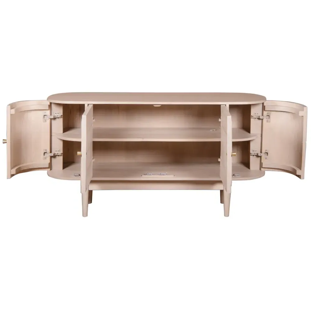 4 Door Cane and Mango Wood Sideboard - Brown