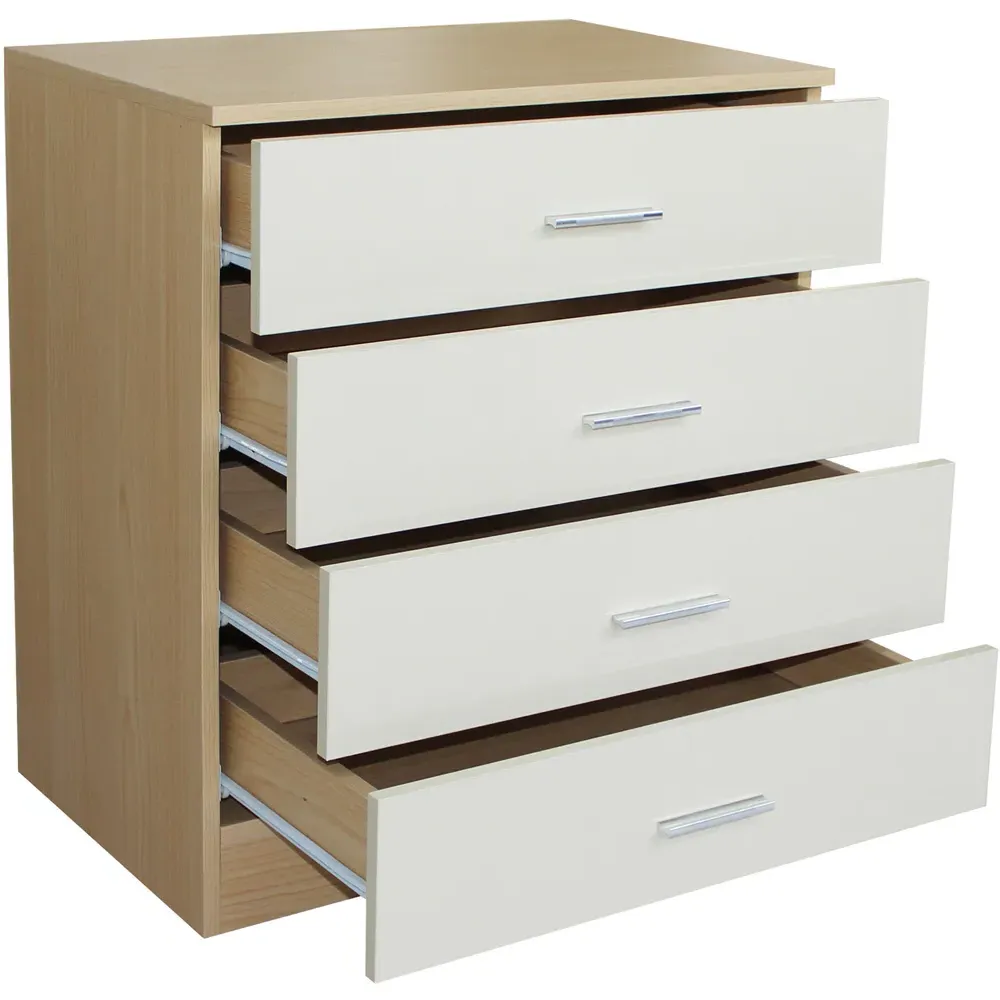 4 Drawer Chest of Drawers - Oak and Cream