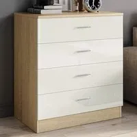 4 Drawer Chest of Drawers - Oak and Cream