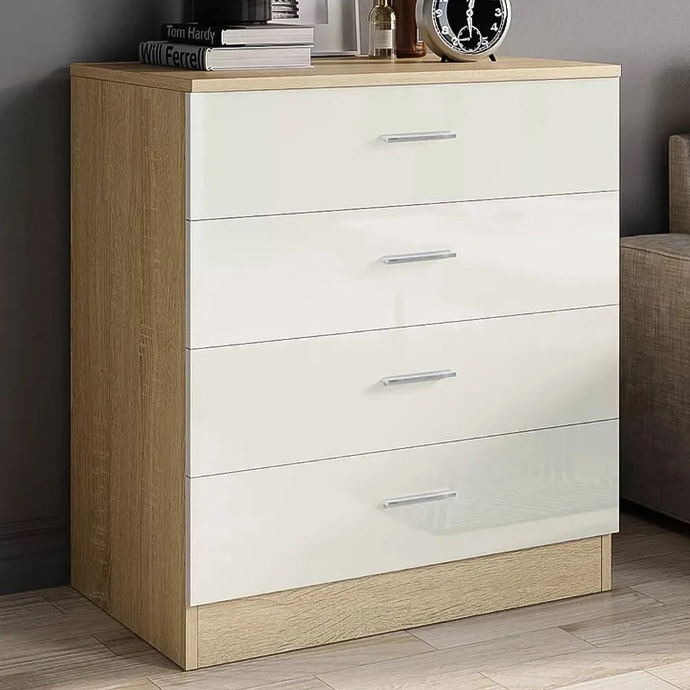 4 Drawer Chest of Drawers - Oak and Cream