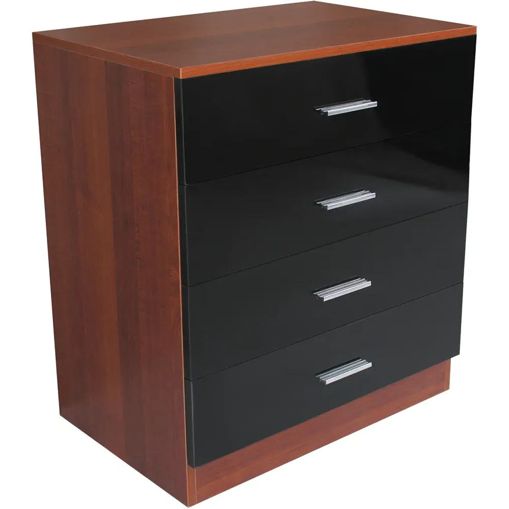 4 Drawer Chest of Drawers - Walnut, High Gloss