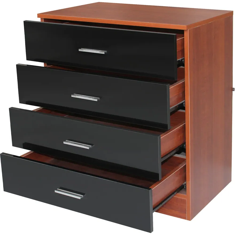 4 Drawer Chest of Drawers - Walnut, High Gloss