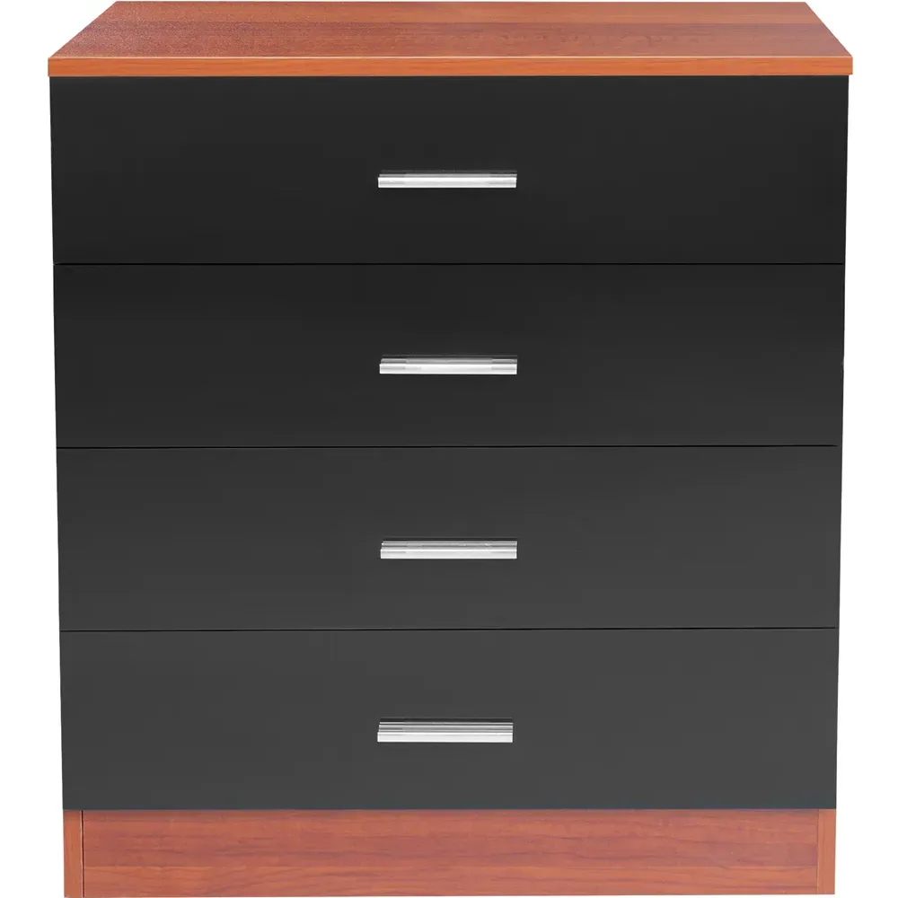 4 Drawer Chest of Drawers - Walnut, High Gloss