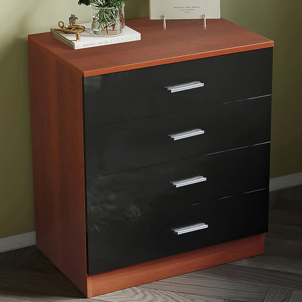 4 Drawer Chest of Drawers - Walnut, High Gloss