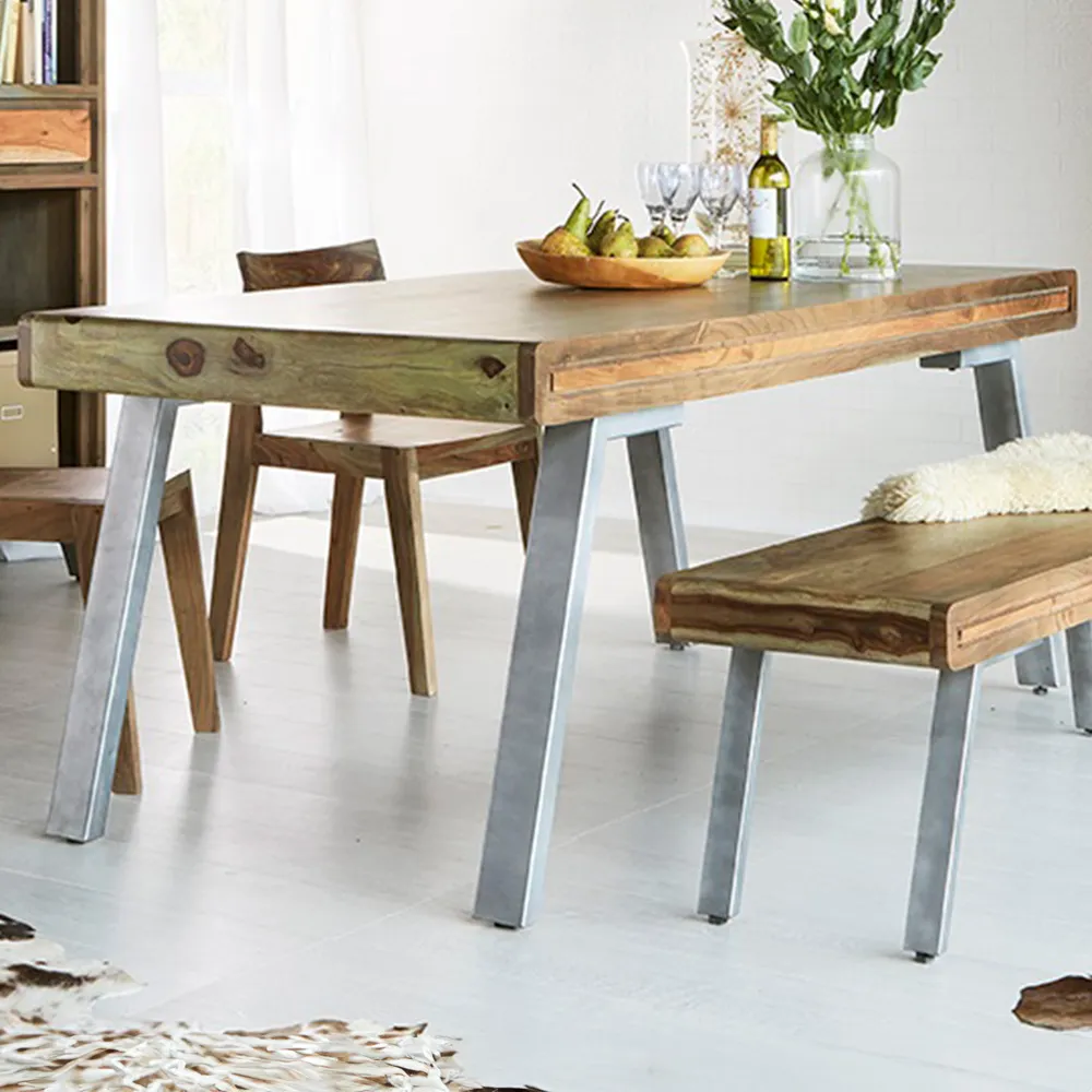 4 Seater Hardwood Dining Table - Brown