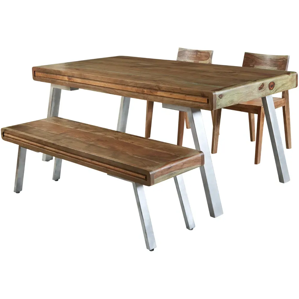 6 Seater Hardwood Dining Table - Brown