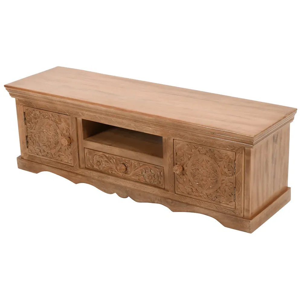 Adair 2 Door TV Cabinet with Drawer - Brown, Mango Wood