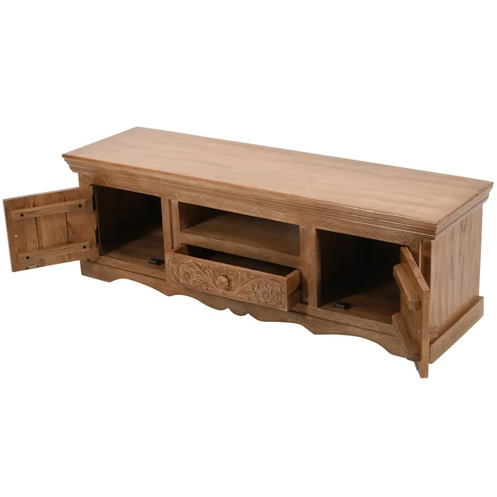 Adair 2 Door TV Cabinet with Drawer - Brown, Mango Wood