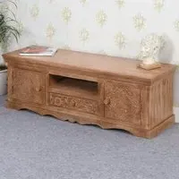 Adair 2 Door TV Cabinet with Drawer - Brown, Mango Wood