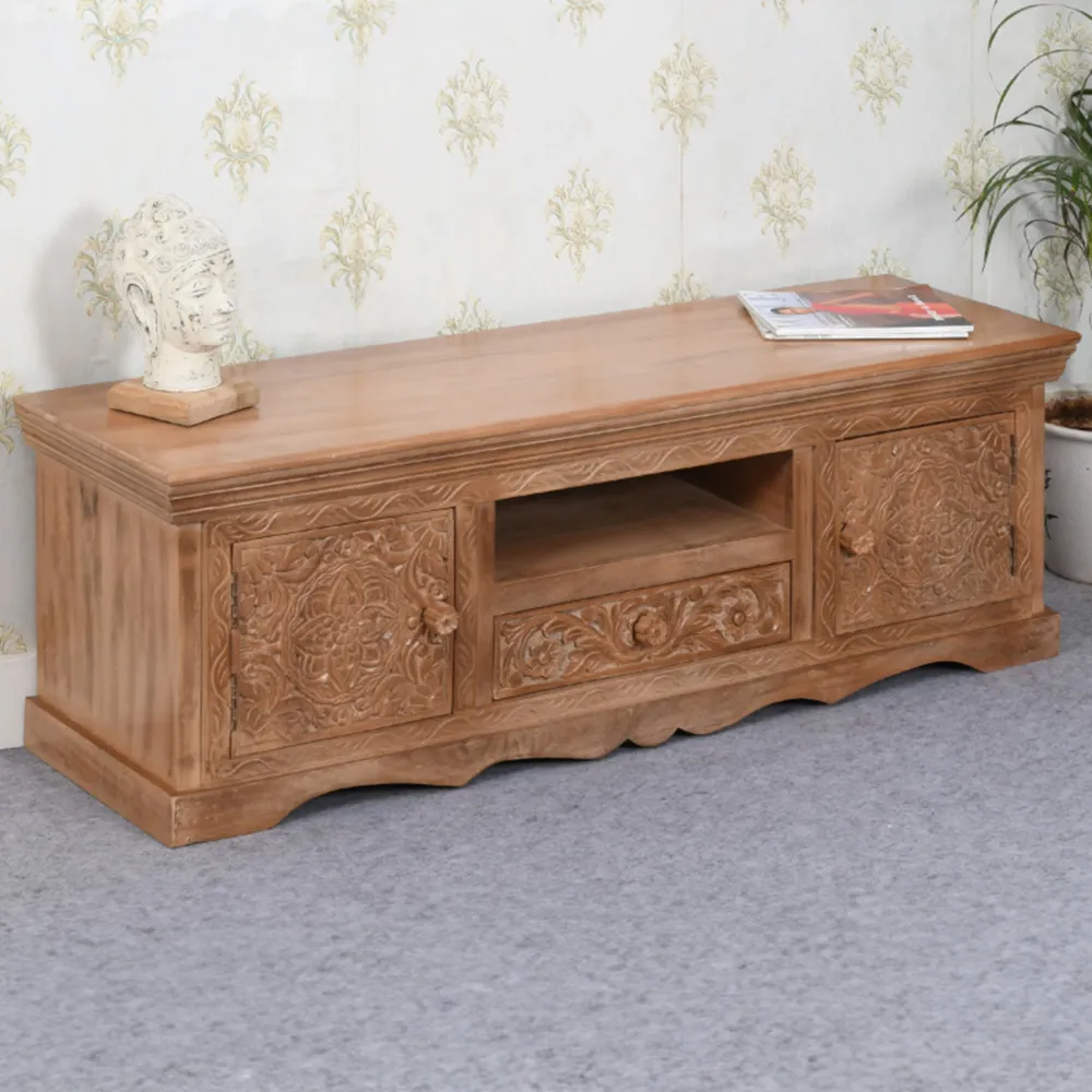 Adair 2 Door TV Cabinet with Drawer - Brown, Mango Wood