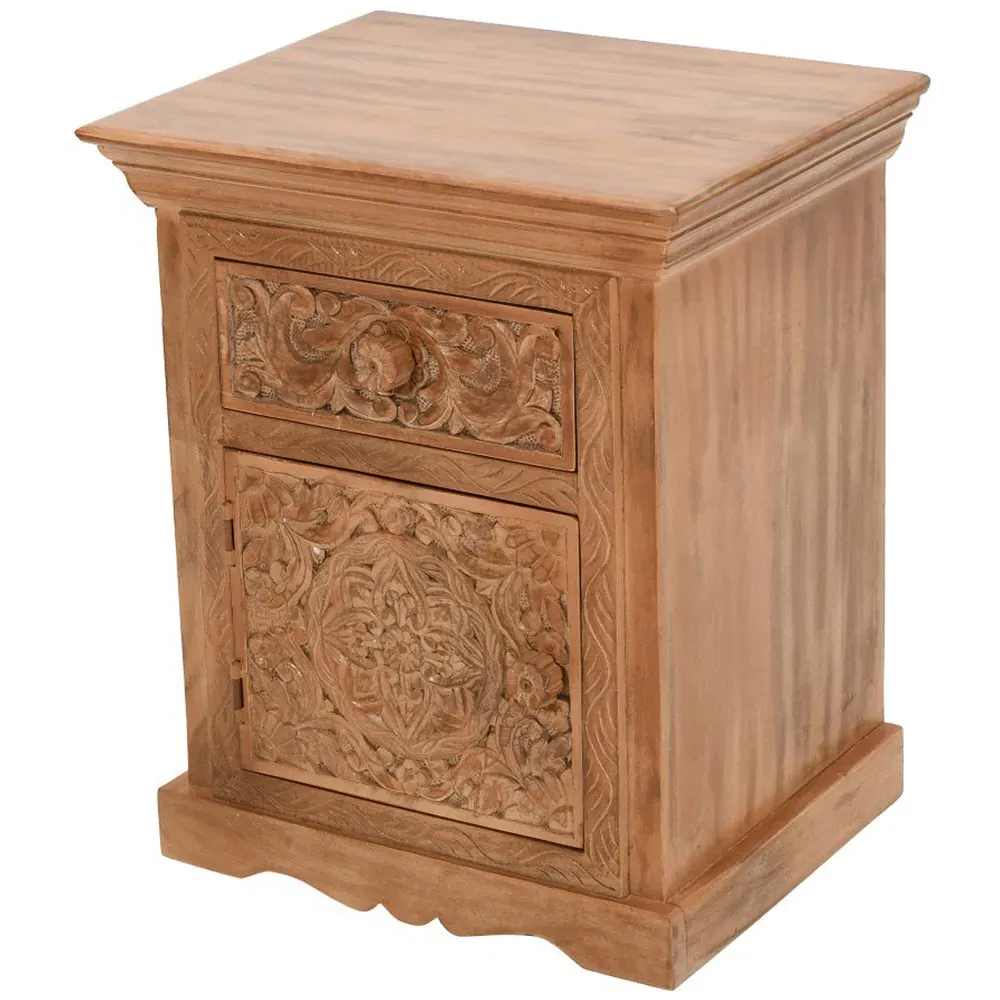 Adair Bedside Table with Drawer - Brown, Mango Wood