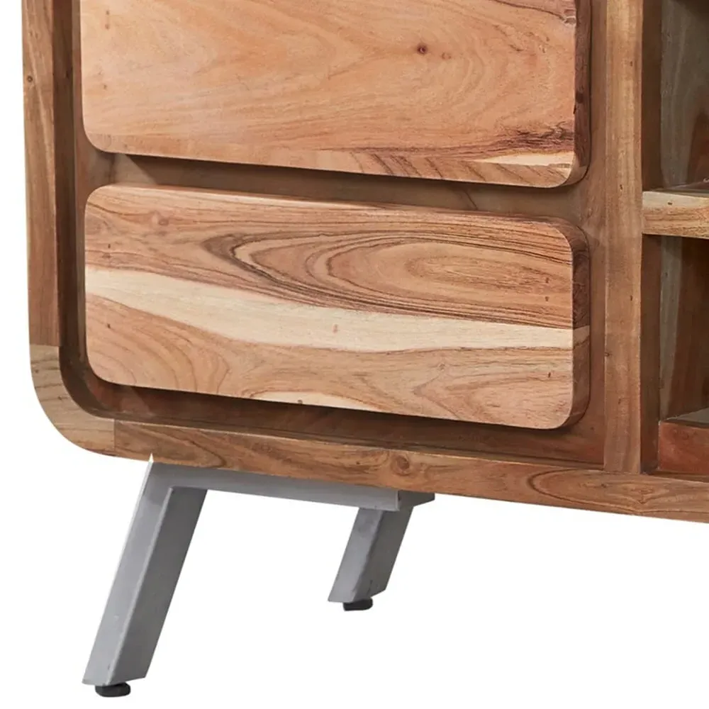 Aleiny 2 Drawer 2 Shelf TV Cabinet - Brown, Hardwood