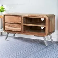 Aleiny 2 Drawer 2 Shelf TV Cabinet - Brown, Hardwood