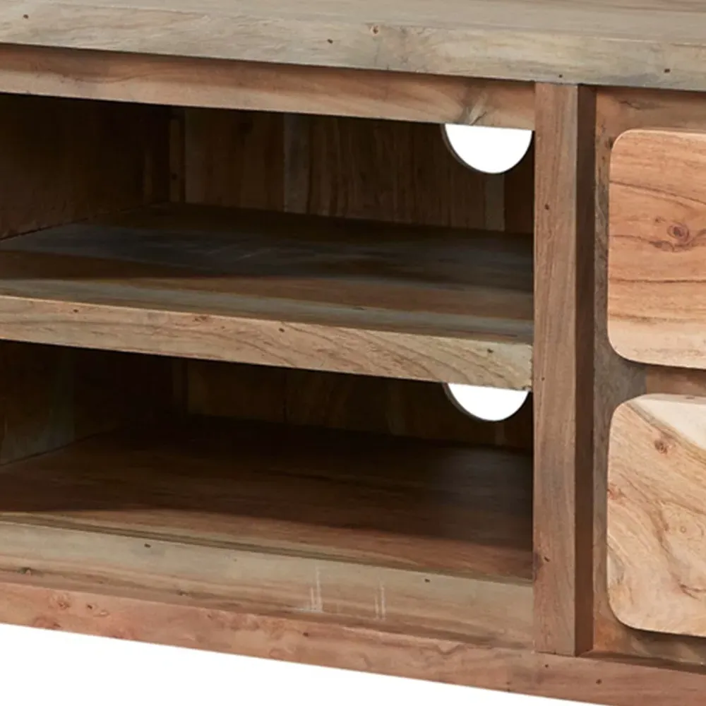 Aleiny 4 Drawer Media Unit with Shelf - Brown, Wood