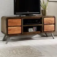 Aleiny 4 Drawer Media Unit with Shelf - Brown, Wood