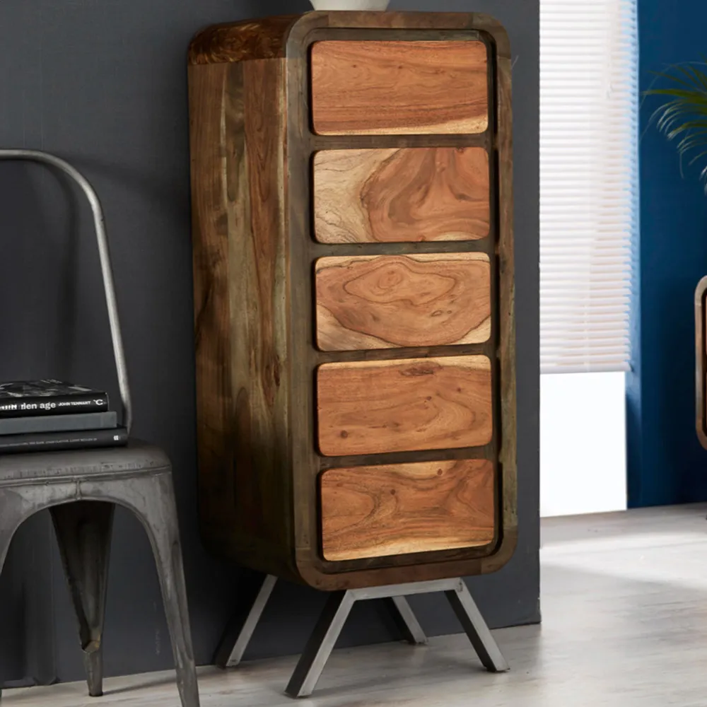 Aleiny 5 Drawer Tall Chest - Brown, Wood