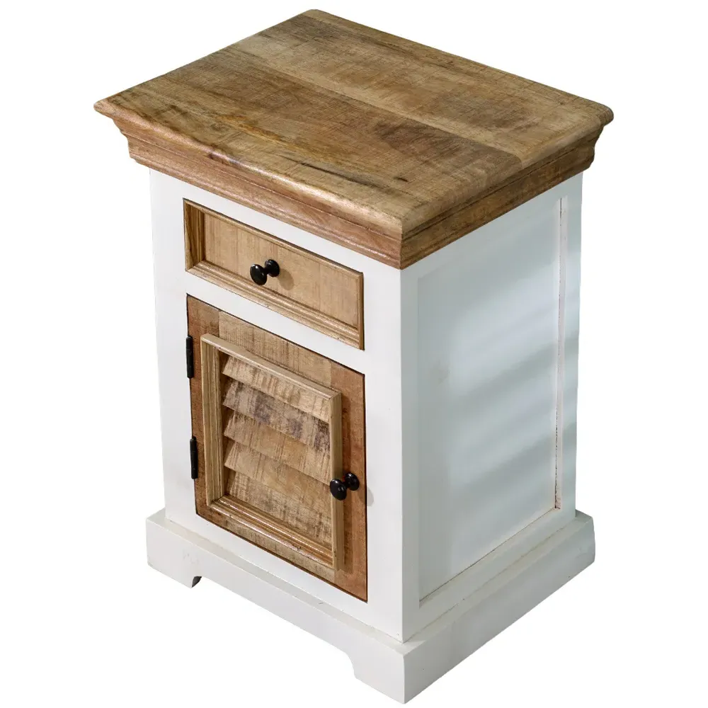 Alfie Single Door Bedside Cabinet with Drawer - Brown, Mango Wood