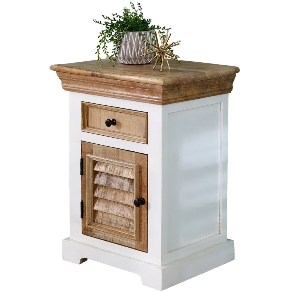 Alfie Single Door Bedside Cabinet with Drawer - Brown, Mango Wood