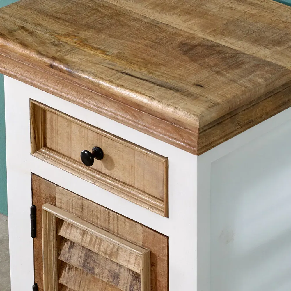 Alfie Single Door Bedside Cabinet with Drawer - Brown, Mango Wood