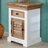 Alfie Single Door Bedside Cabinet with Drawer - Brown, Mango Wood